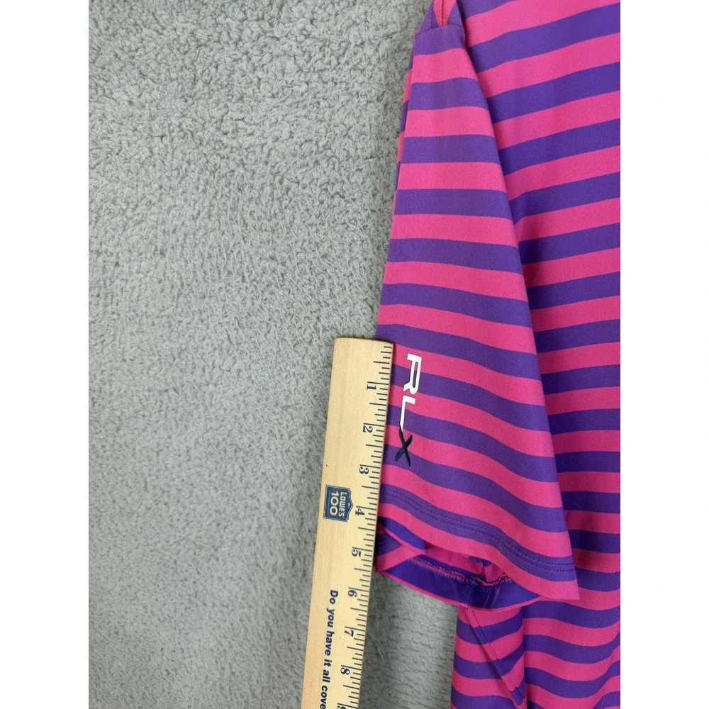 RLX Ralph Lauren Polo Shirt Mens XL Pink Purple Stripe Golf Performance Jersey